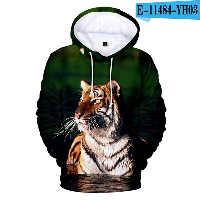 Lovers Hoodies Mens 3D print Tiger Hoodies Boys Sweatshirt child Harajuku Hip hop Spring Tiger Pullovers men's Clothing big size