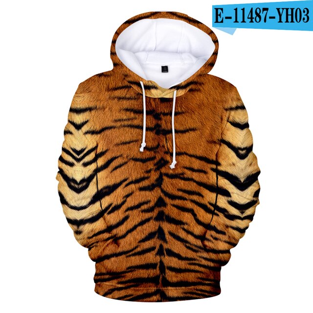 Lovers Hoodies Mens 3D print Tiger Hoodies Boys Sweatshirt child Harajuku Hip hop Spring Tiger Pullovers men's Clothing big size