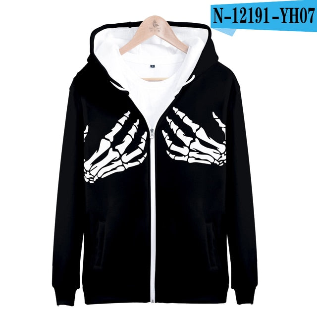 Big finger zipper hoodies fashion man boy zipper clothing woman girl 3D hooded sweatshirt pocket long sleeve casual fun jacket