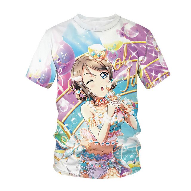 Summer Men's and Women's T-shirts Anime Street Clothing Cute Beautiful Girls 3D Printing Fashion Casual Tops Unisex