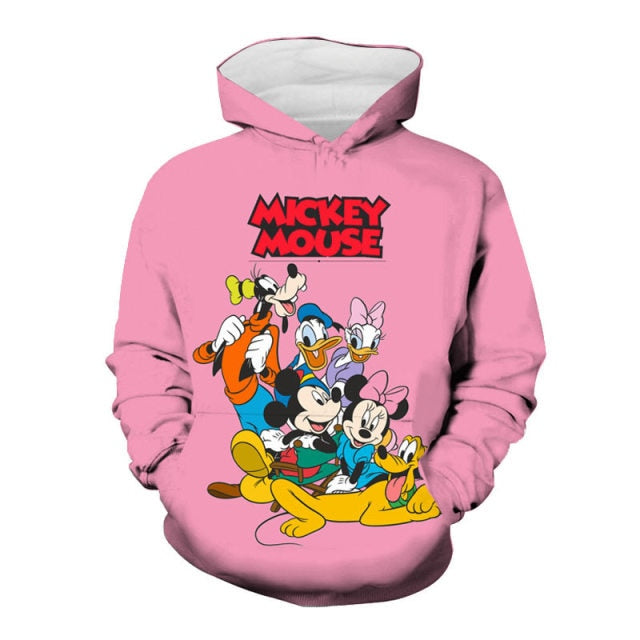 Disney Mickey Mouse Men Hoodies Cartoon Anime 3D Print Fashion Baby Boy Girl Kids Sweatshirts Oversized Women Clothing Tops