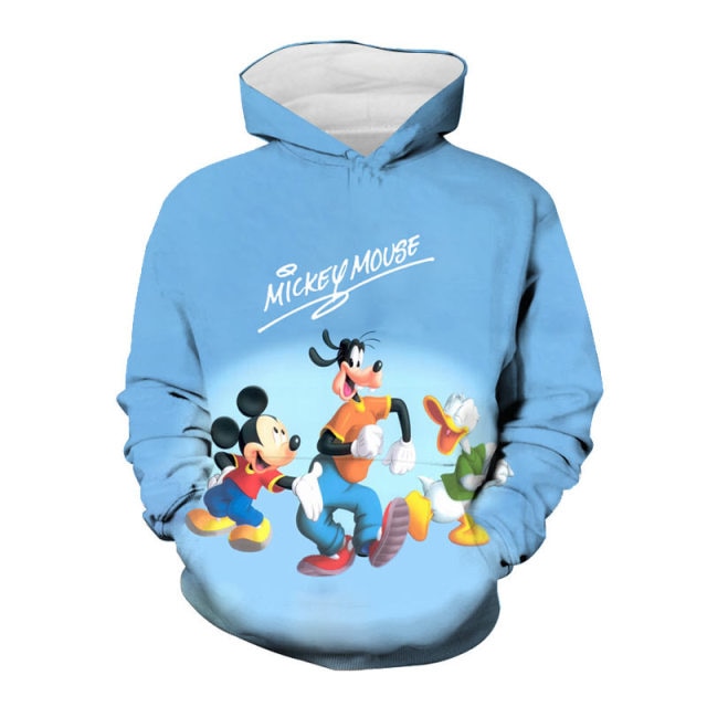 Disney Mickey Mouse Men Hoodies Cartoon Anime 3D Print Fashion Baby Boy Girl Kids Sweatshirts Oversized Women Clothing Tops