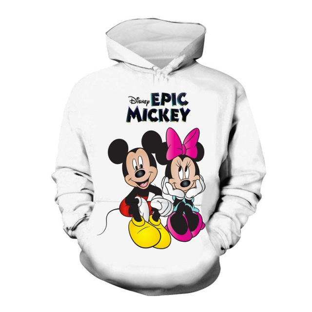 Disney Mickey Mouse Men Hoodies Cartoon Anime 3D Print Fashion Baby Boy Girl Kids Sweatshirts Oversized Women Clothing Tops