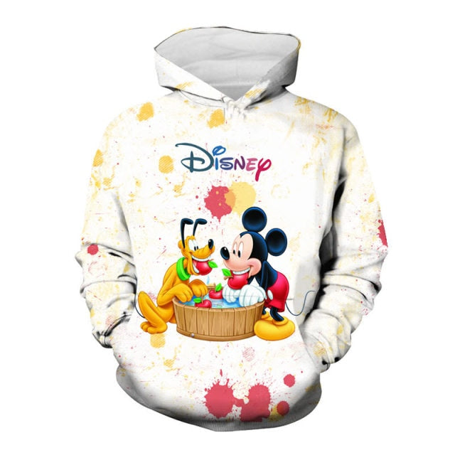 Disney Mickey Mouse Men Hoodies Cartoon Anime 3D Print Fashion Baby Boy Girl Kids Sweatshirts Oversized Women Clothing Tops
