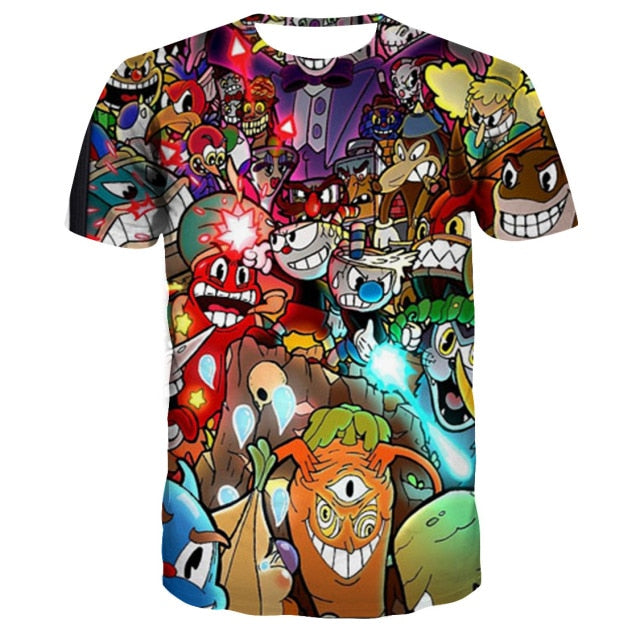 3D Cuphead Mugman Kids T-Shirt Print Girls Funny Clothes Boys Children Tops Kids Clothes Baby Tshirts Men Women Clothing T-shirt