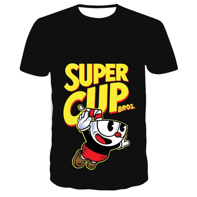 3D Cuphead Mugman Kids T-Shirt Print Girls Funny Clothes Boys Children Tops Kids Clothes Baby Tshirts Men Women Clothing T-shirt