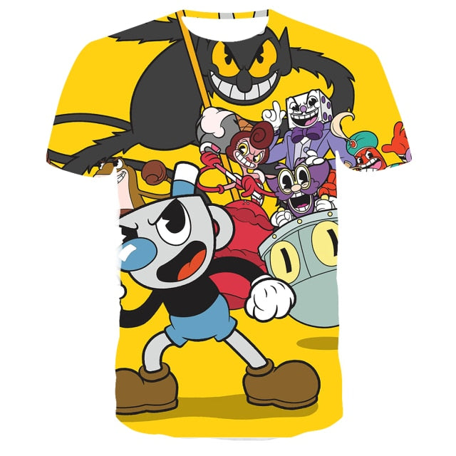3D Cuphead Mugman Kids T-Shirt Print Girls Funny Clothes Boys Children Tops Kids Clothes Baby Tshirts Men Women Clothing T-shirt