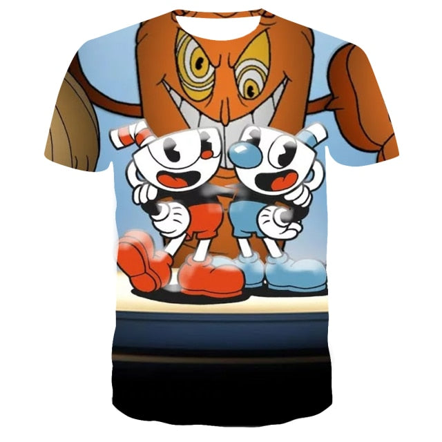 3D Cuphead Mugman Kids T-Shirt Print Girls Funny Clothes Boys Children Tops Kids Clothes Baby Tshirts Men Women Clothing T-shirt
