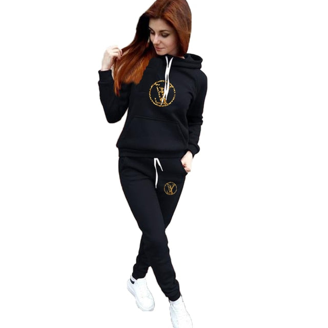 Men Women Tracksuits Set Printed Hoodies + Pants  Pullover Casual Fleece Sweatshirt Streetwear Brand Clothing Sweater Pullover