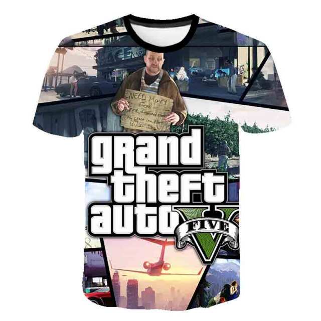 Grand Theft Auto Game GTA 5 Boys Summer T Shirts Cool GTA5 Men TShirt Colorful 3D Print T-shirt Tee Shirt Funny Clothing
