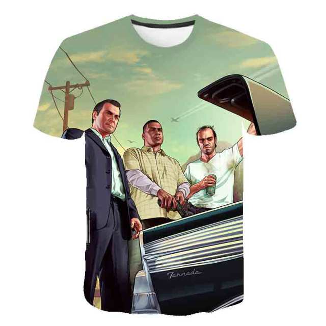 Grand Theft Auto Game GTA 5 Boys Summer T Shirts Cool GTA5 Men TShirt Colorful 3D Print T-shirt Tee Shirt Funny Clothing