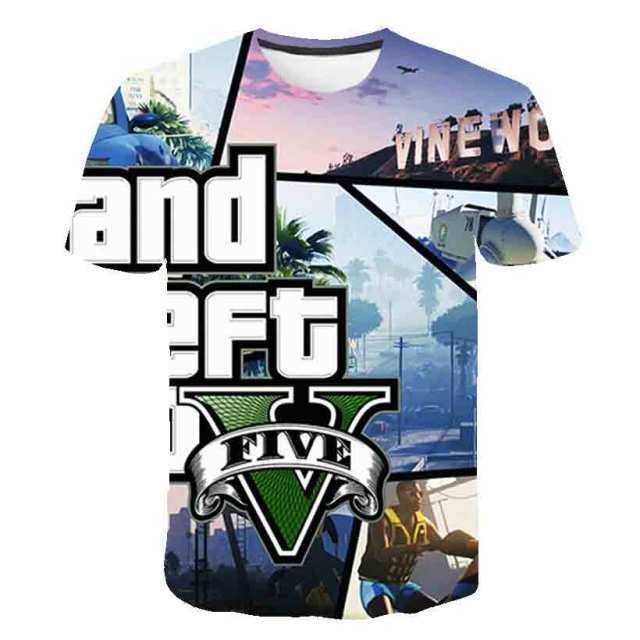 Grand Theft Auto Game GTA 5 Boys Summer T Shirts Cool GTA5 Men TShirt Colorful 3D Print T-shirt Tee Shirt Funny Clothing