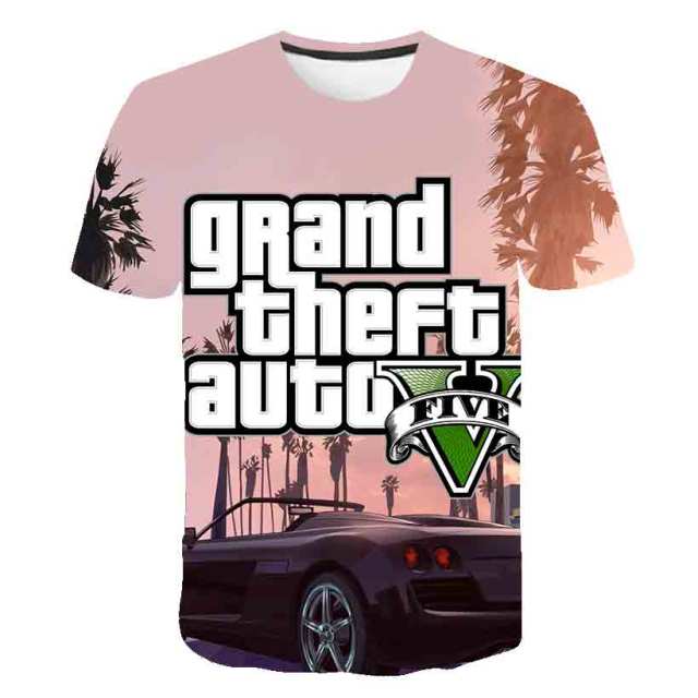 Grand Theft Auto Game GTA 5 Boys Summer T Shirts Cool GTA5 Men TShirt Colorful 3D Print T-shirt Tee Shirt Funny Clothing
