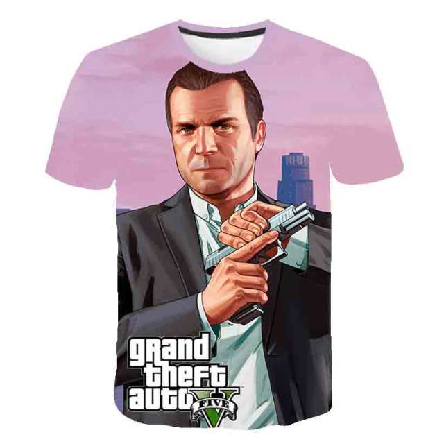 Grand Theft Auto Game GTA 5 Boys Summer T Shirts Cool GTA5 Men TShirt Colorful 3D Print T-shirt Tee Shirt Funny Clothing