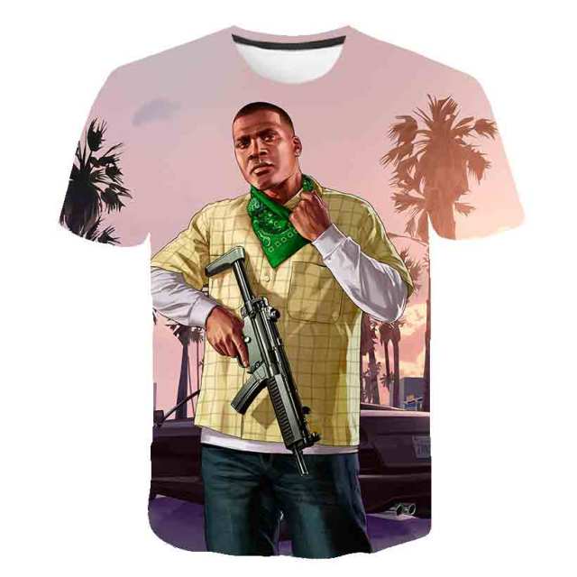 Grand Theft Auto Game GTA 5 Boys Summer T Shirts Cool GTA5 Men TShirt Colorful 3D Print T-shirt Tee Shirt Funny Clothing