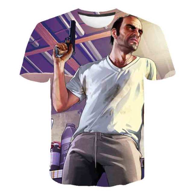 Grand Theft Auto Game GTA 5 Boys Summer T Shirts Cool GTA5 Men TShirt Colorful 3D Print T-shirt Tee Shirt Funny Clothing