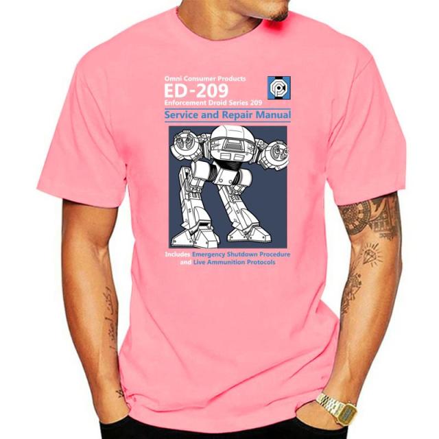 Blue Men T Shirt Summer Fashion Casual Tshirt Printing Robot ED 209 Men's Top Quality Full Cotton Clothing Mens Tee Shirt