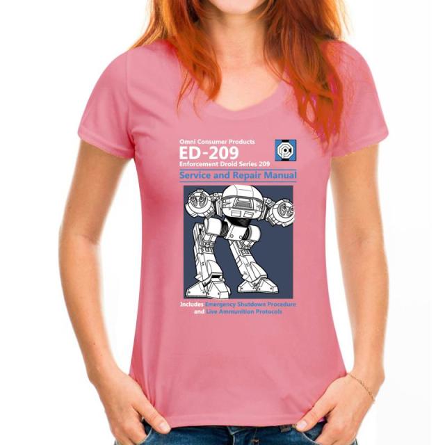 Blue Men T Shirt Summer Fashion Casual Tshirt Printing Robot ED 209 Men's Top Quality Full Cotton Clothing Mens Tee Shirt