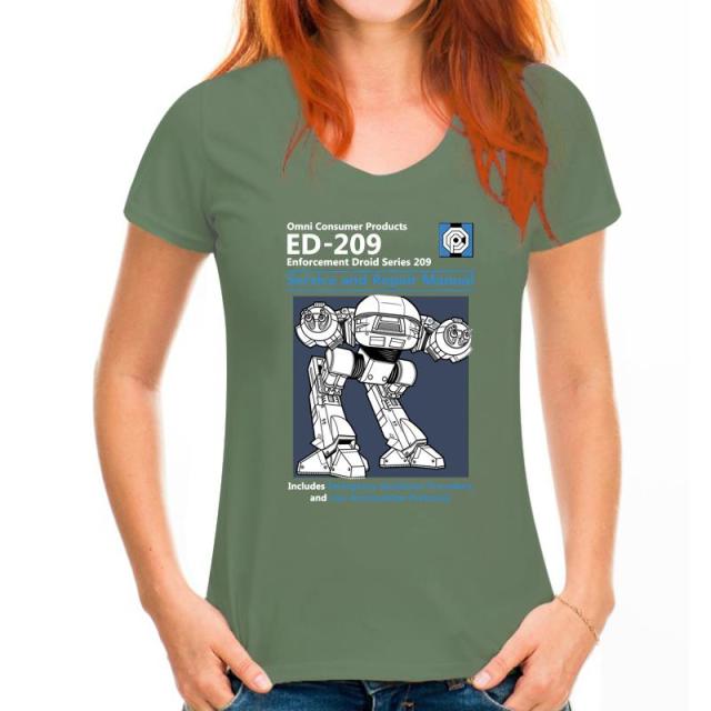 Blue Men T Shirt Summer Fashion Casual Tshirt Printing Robot ED 209 Men's Top Quality Full Cotton Clothing Mens Tee Shirt