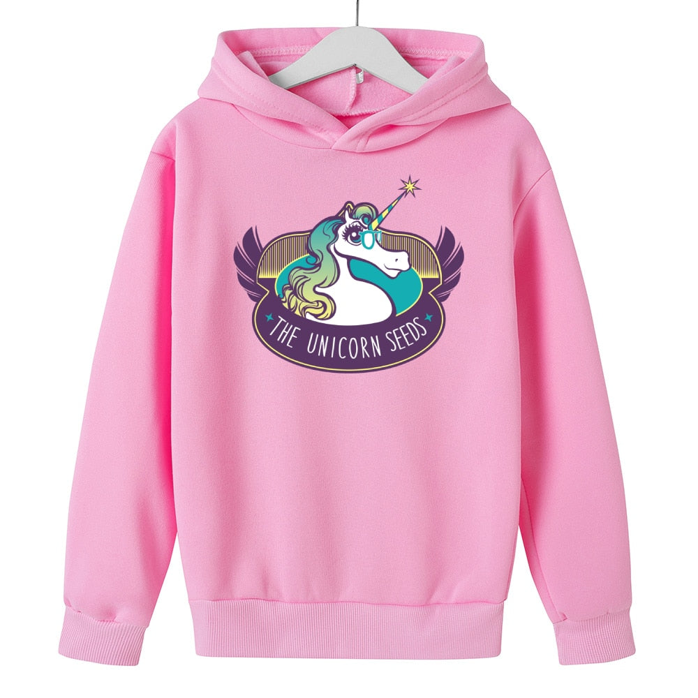 Children's Pink Unicorn Hoodie,boy's and Girl's Pure Catton Clothing, for Men and Women,size 4T-14T