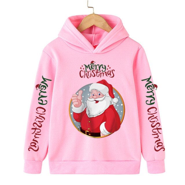 New Santa sweater cartoon blouse Merry Christmas old man hoodie cotton children's clothing children boy clothes 4-14 years 2022