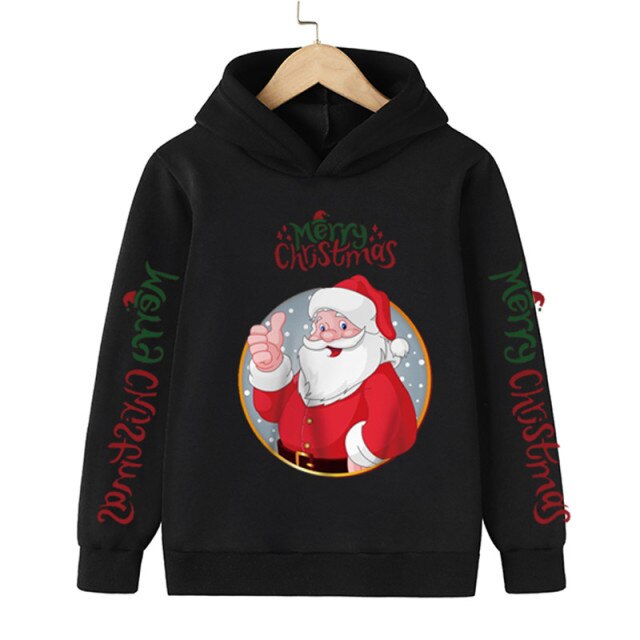 New Santa sweater cartoon blouse Merry Christmas old man hoodie cotton children's clothing children boy clothes 4-14 years 2022