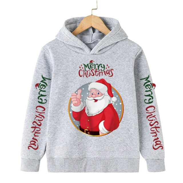 New Santa sweater cartoon blouse Merry Christmas old man hoodie cotton children's clothing children boy clothes 4-14 years 2022