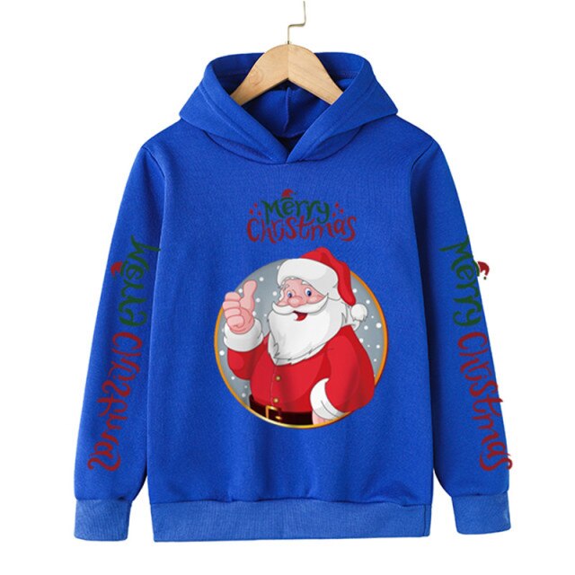 New Santa sweater cartoon blouse Merry Christmas old man hoodie cotton children's clothing children boy clothes 4-14 years 2022