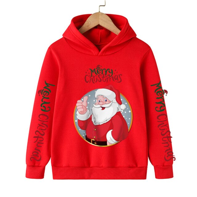 New Santa sweater cartoon blouse Merry Christmas old man hoodie cotton children's clothing children boy clothes 4-14 years 2022