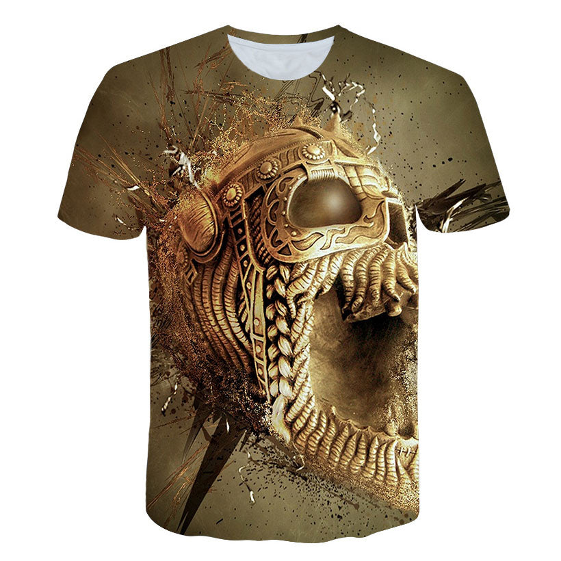 Fashion Summer Horror Skull 3D Print Men's T-Shirt O-Neck Short Sleeve Casual Breathable Oversized Male T Shirt Top Men Clothing